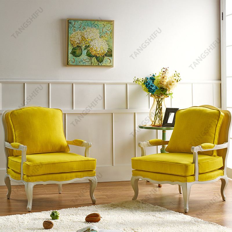 TSF-52348-Yellow Linen Accent chairs