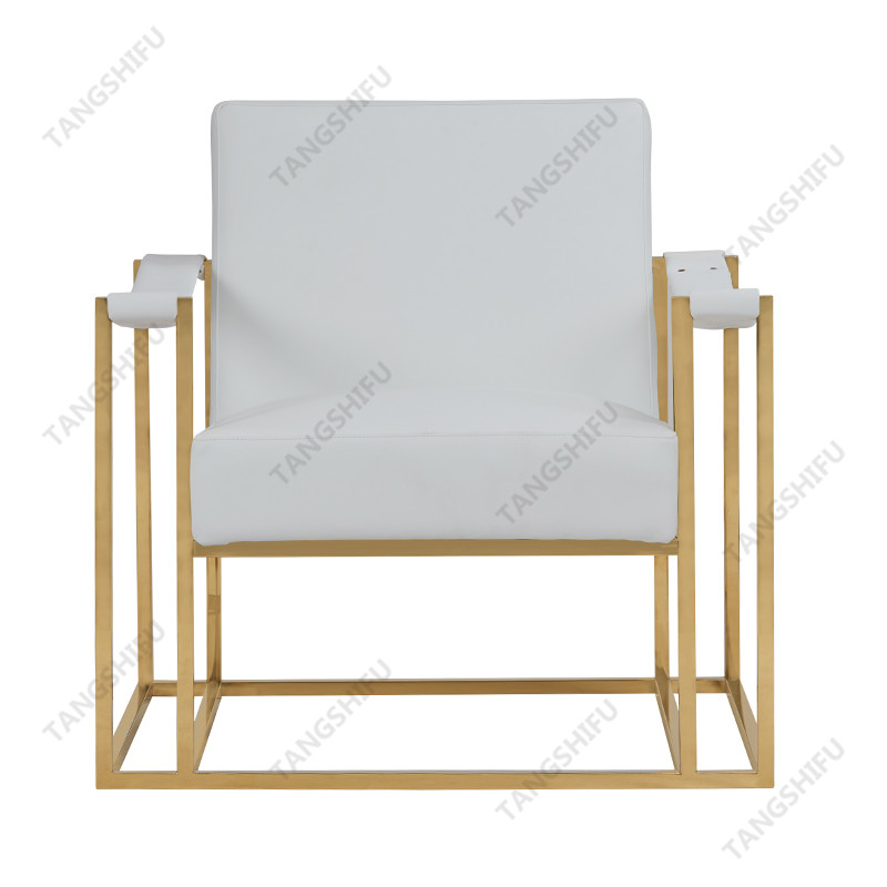 TSF-6618-White PU with Gold Stainless steel Accent chairs