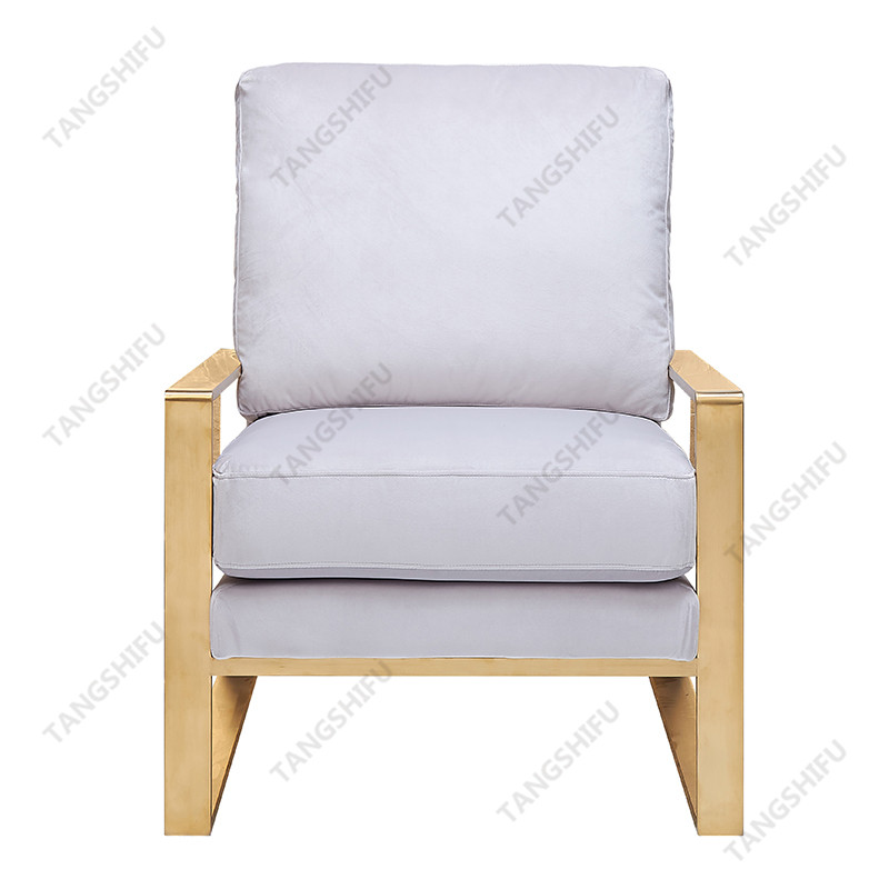 TSF-7730-Grey Velvet Golden stainless steel Arm Chair Accent chairs