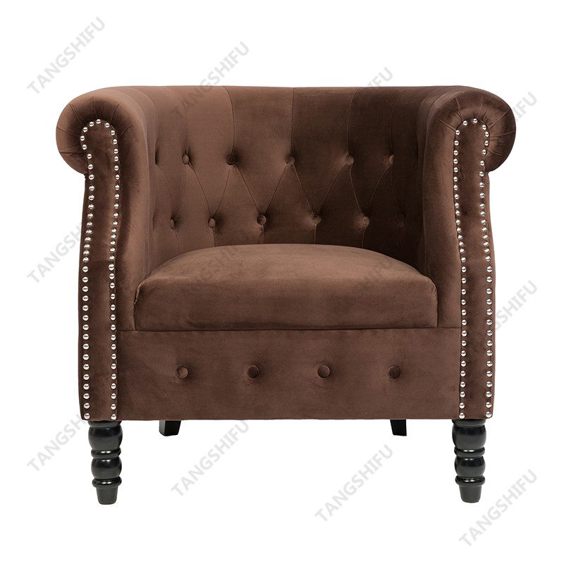 TSF-8306-Chocolate Brown Velvet Accent chairs