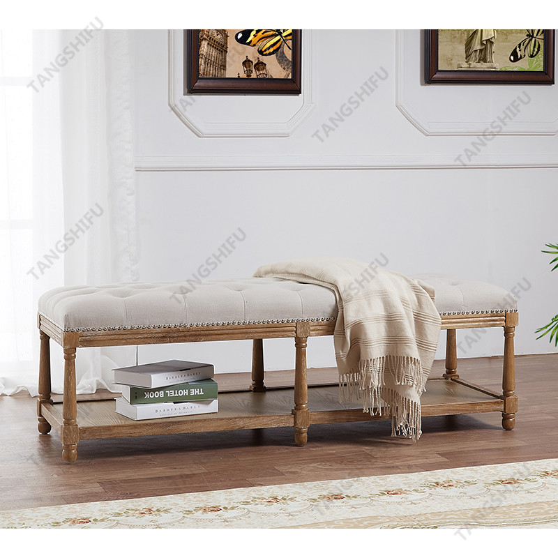 TSF-9336-Beige Rectangle Ottoman Living room furniture